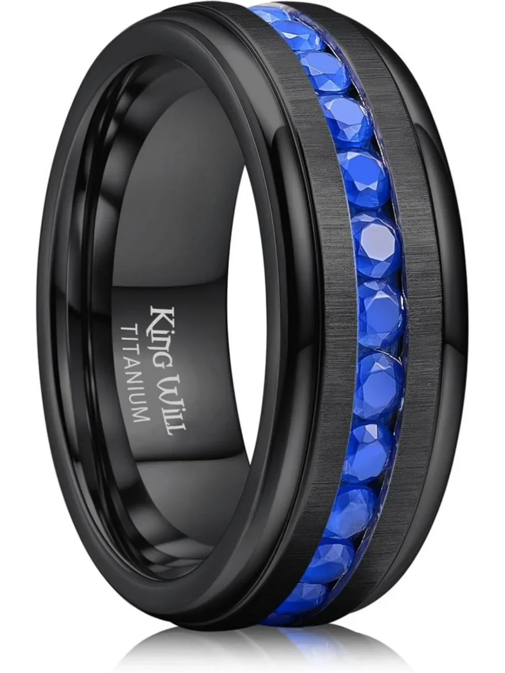 Stylish 8mm Titanium Wedding Band for Men & Women - Black/Silver/Gold, CZ Inlay